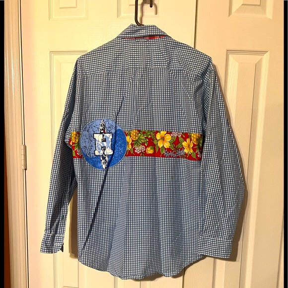 Vintage Tommy Hilfiger mixed Pleated/Hawaiian Long Sleeve Shirt (Rare) L - Picture 3 of 8